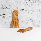 Olive Wood Salad Servers Flat Forks Set - dwellandremainGHARYAN Stoneware & More North America