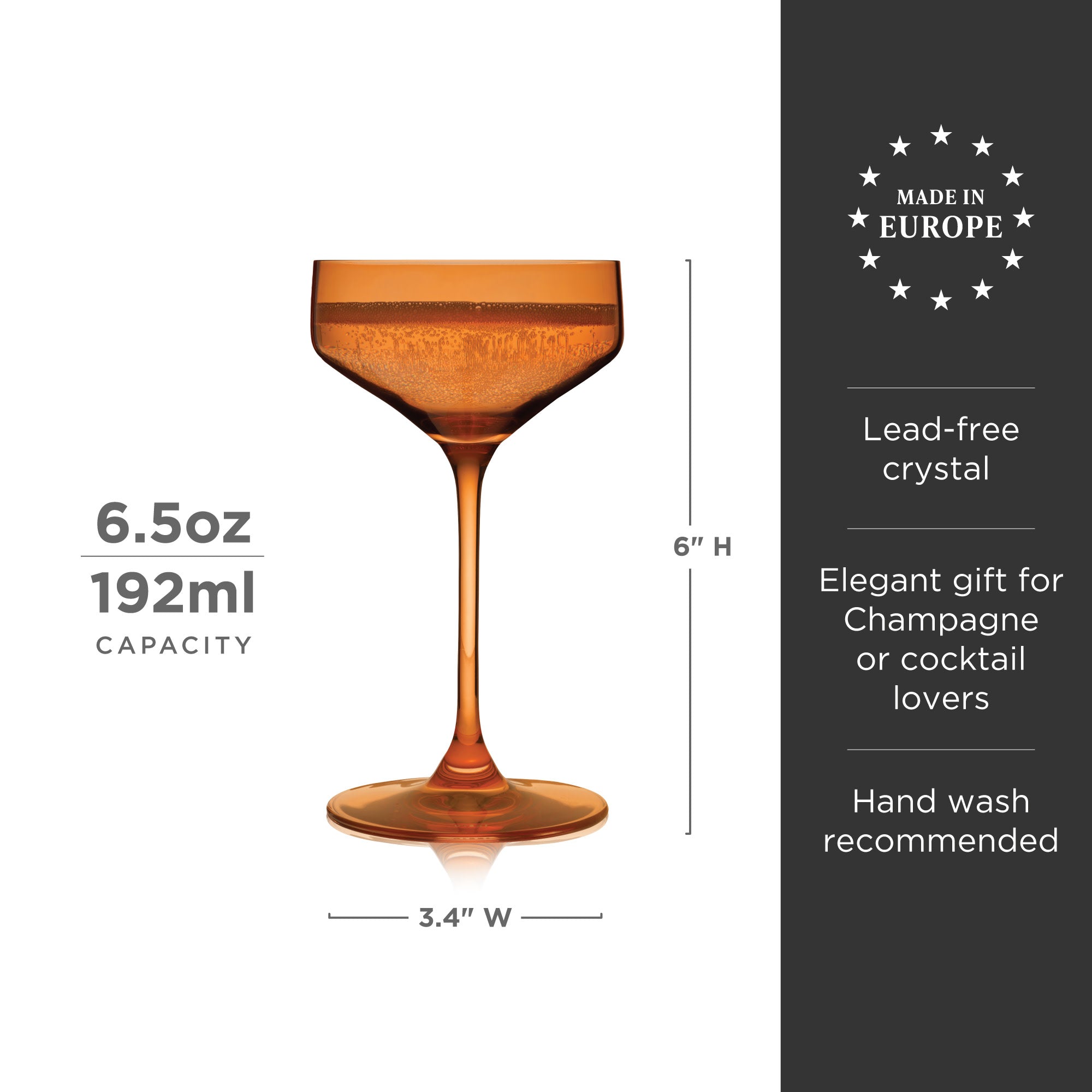 Reserve Nouveau Crystal Coupe Glasses in Amber Set of 2 - Shop_nameViski