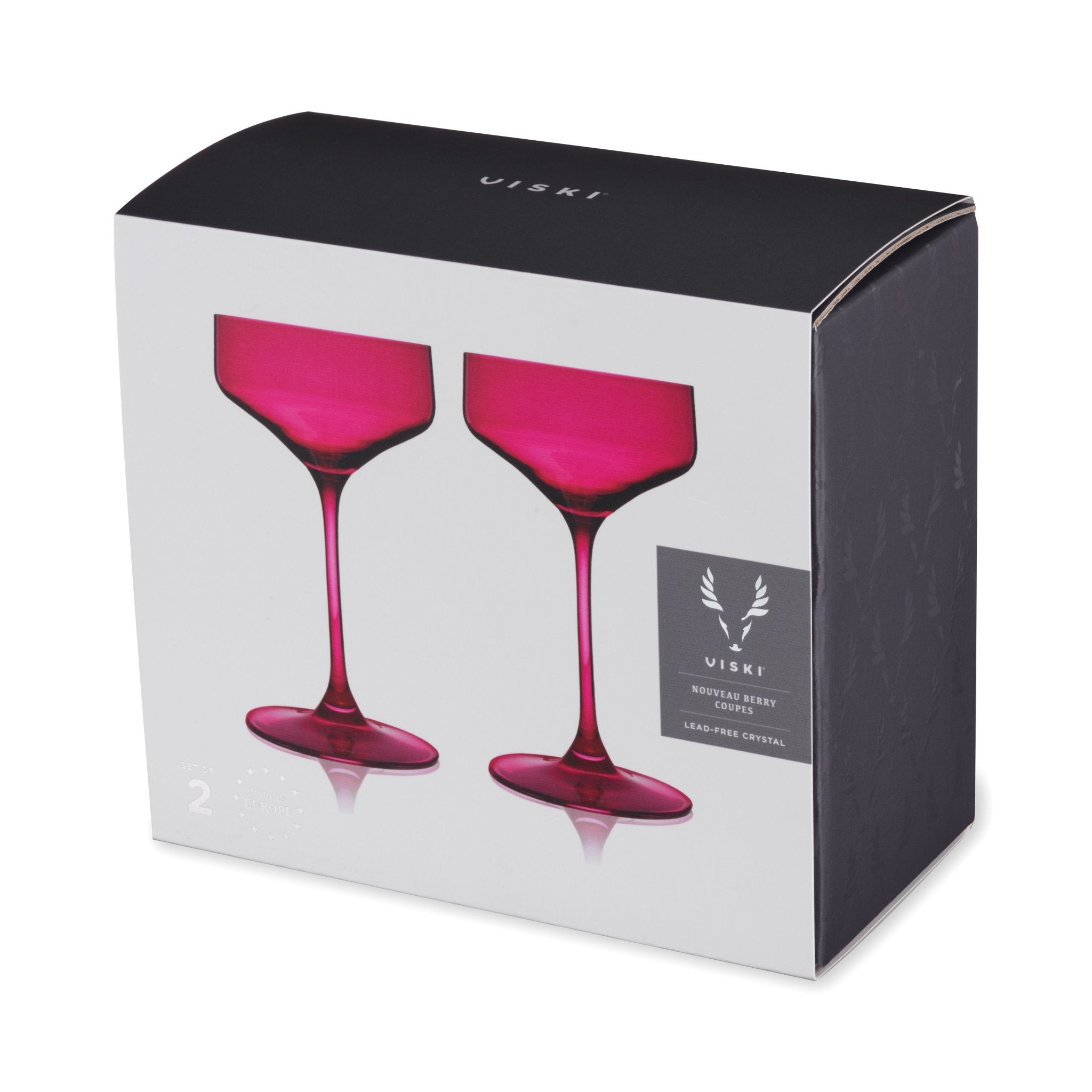 Reserve Nouveau Crystal Coupe Glasses in Berry Set of 2 - Shop_nameViski