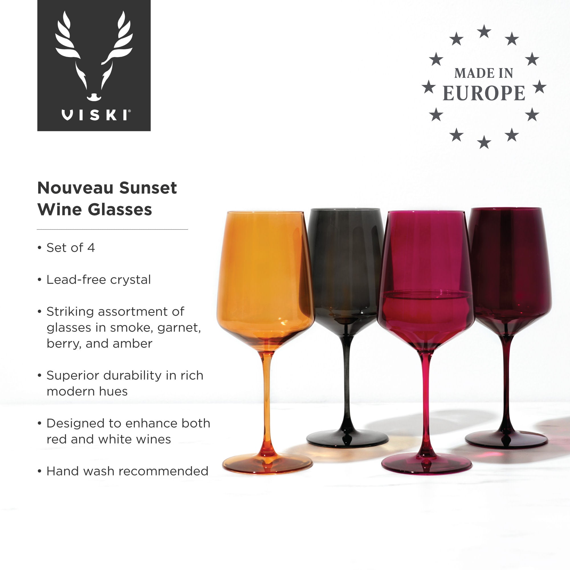 Reserve Nouveau Crystal Wine Glasses in Sunset Set of 4 - Shop_nameViski