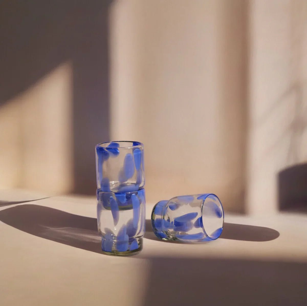 S/4 Marta Stackable Glass Blue & Clear - dwellandremainPowered by People