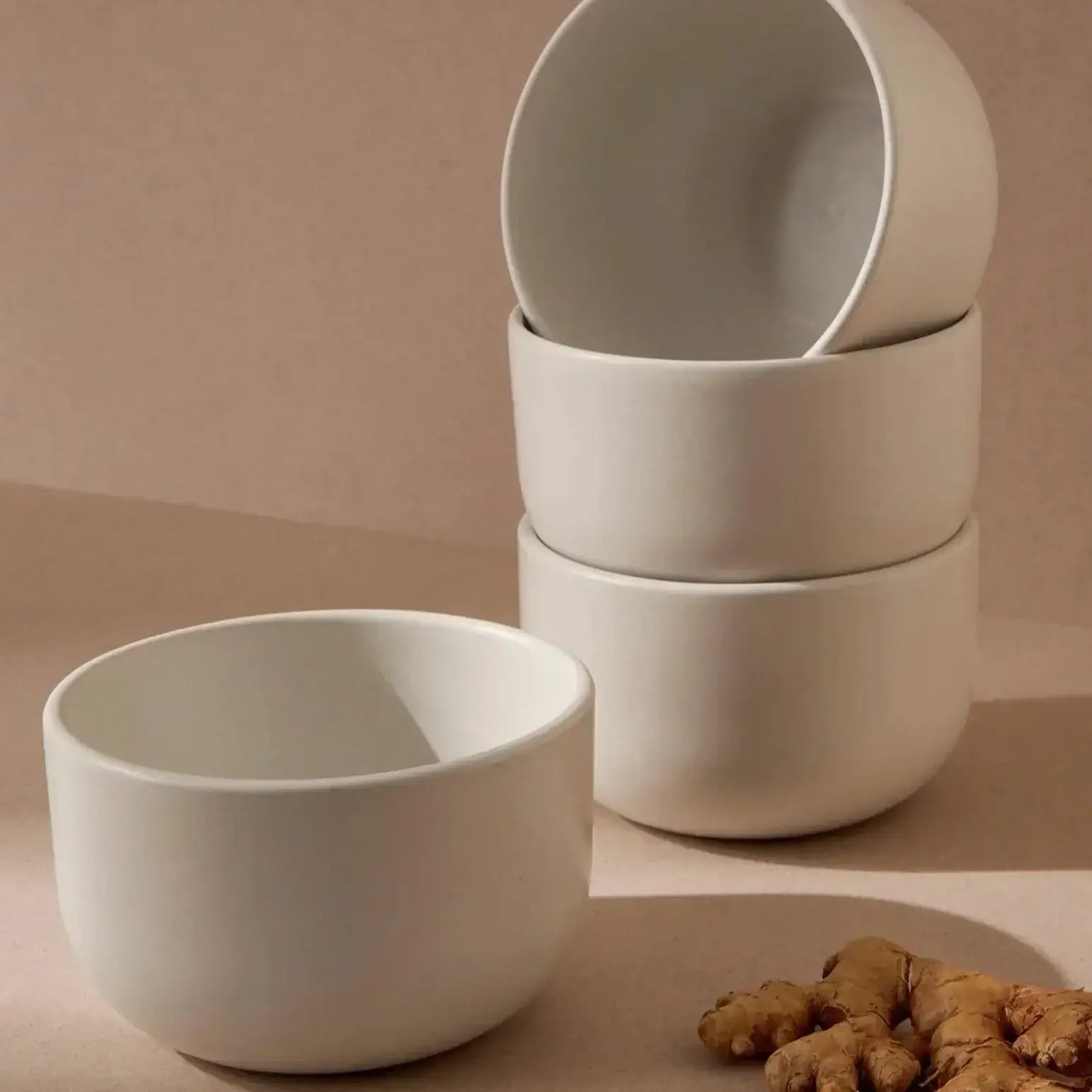 S/4 Tunisian Bowl - Matte White - dwellandremainGHARYAN Stoneware & More North America