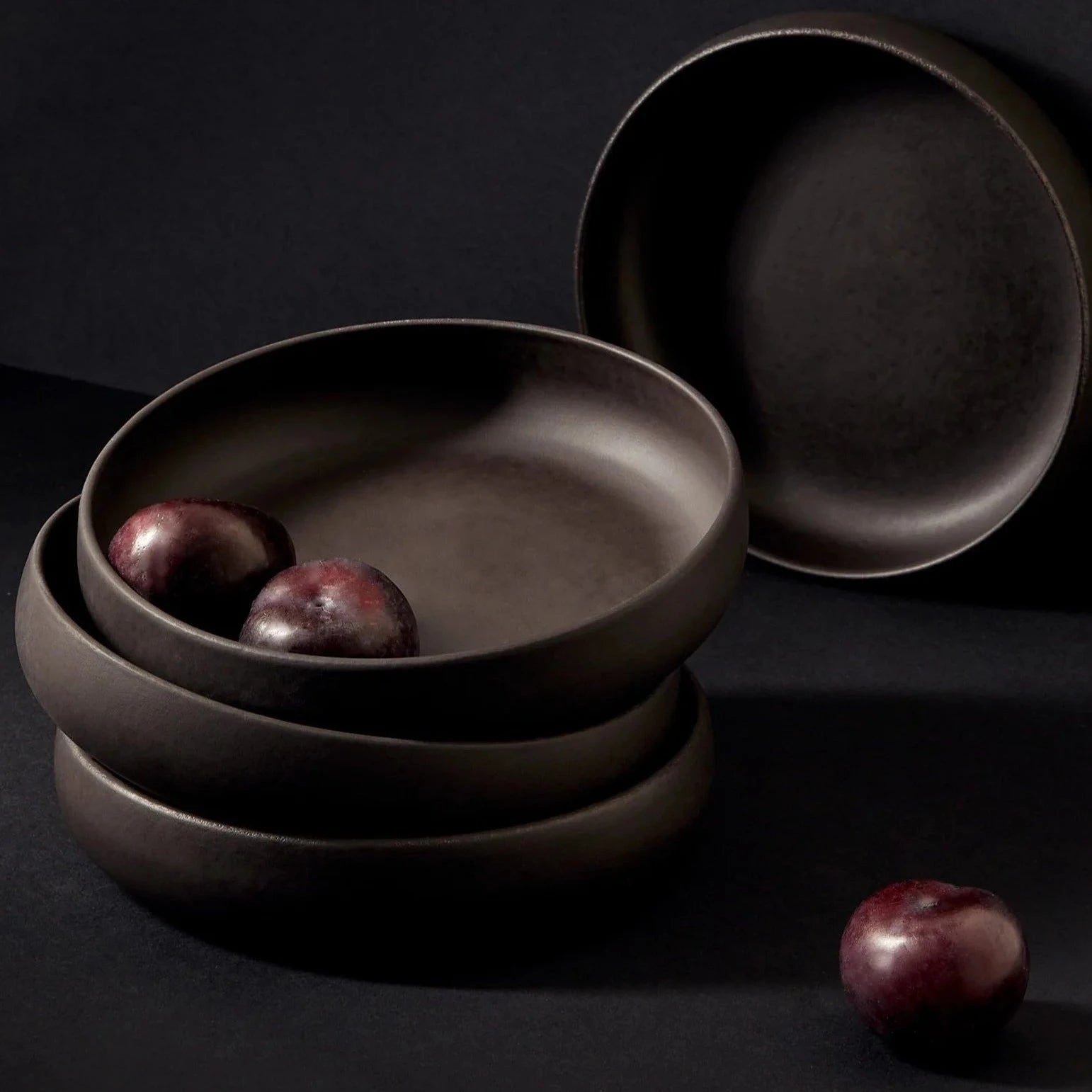 S/4 Tunisian Pasta Bowls - Matte Black - dwellandremainGHARYAN Stoneware & More North America