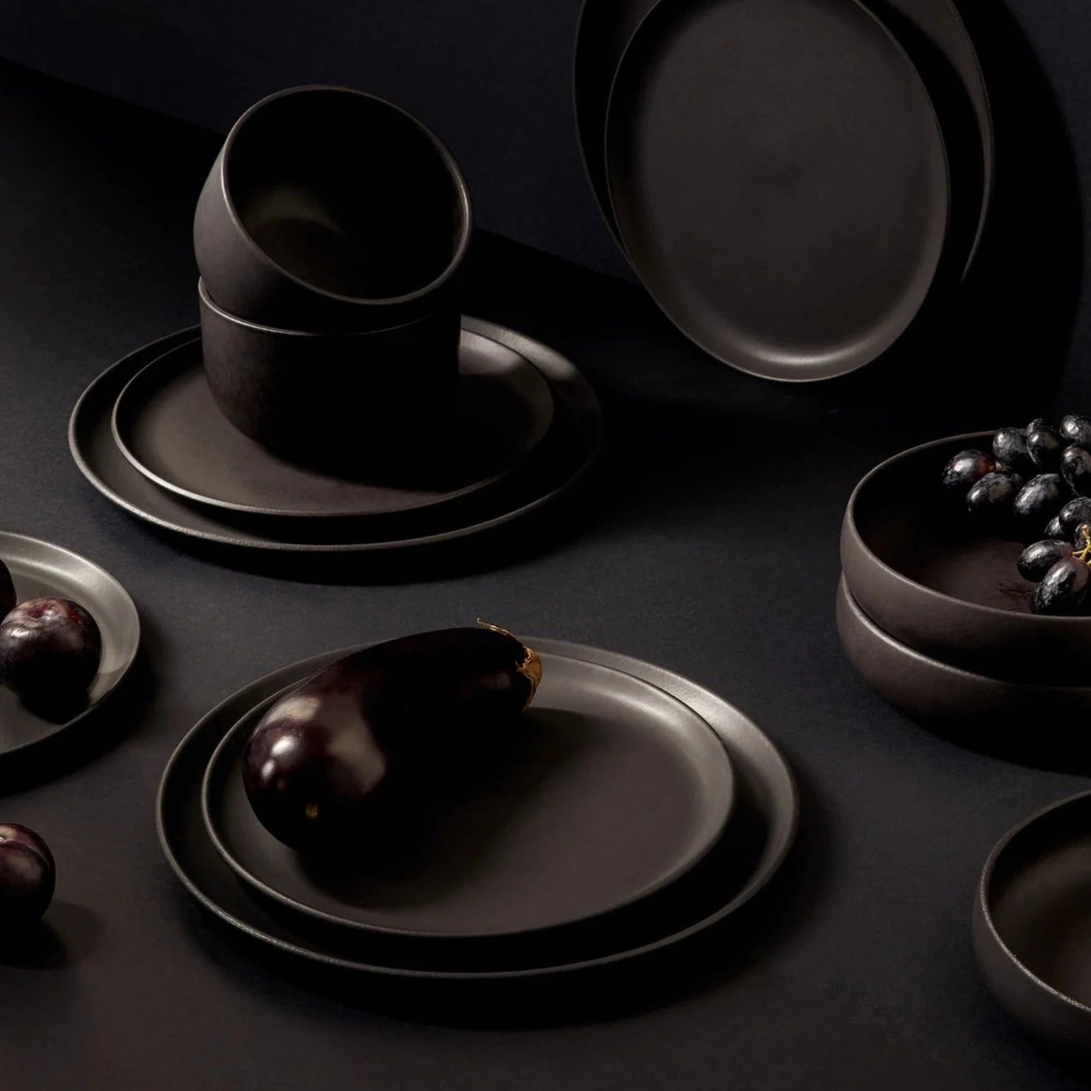 S/4 Tunisian Pasta Bowls - Matte Black - dwellandremainGHARYAN Stoneware & More North America