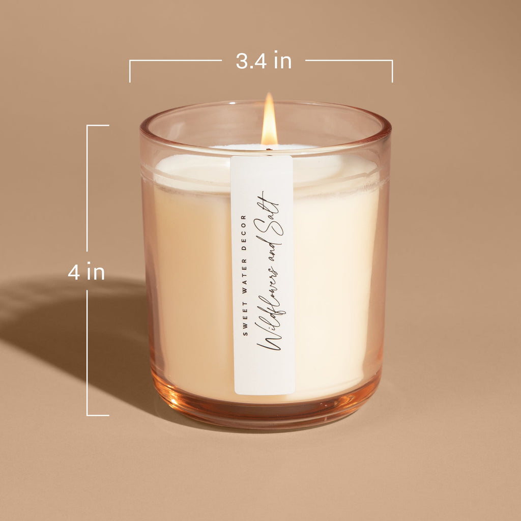 Sandalwood Rose Soy Candle - Tinted Glass Jar - 12 oz - Shop_nameSweet Water Decor