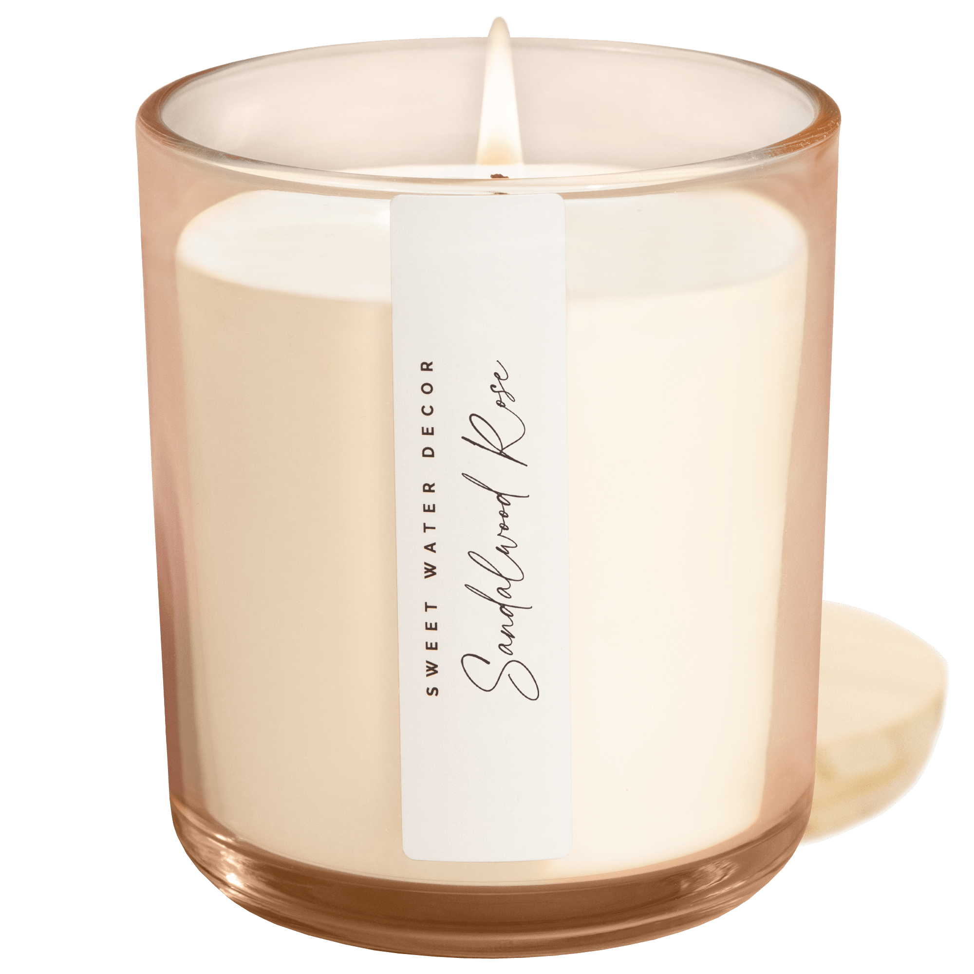 Sandalwood Rose Soy Candle - Tinted Glass Jar - 12 oz - Shop_nameSweet Water Decor