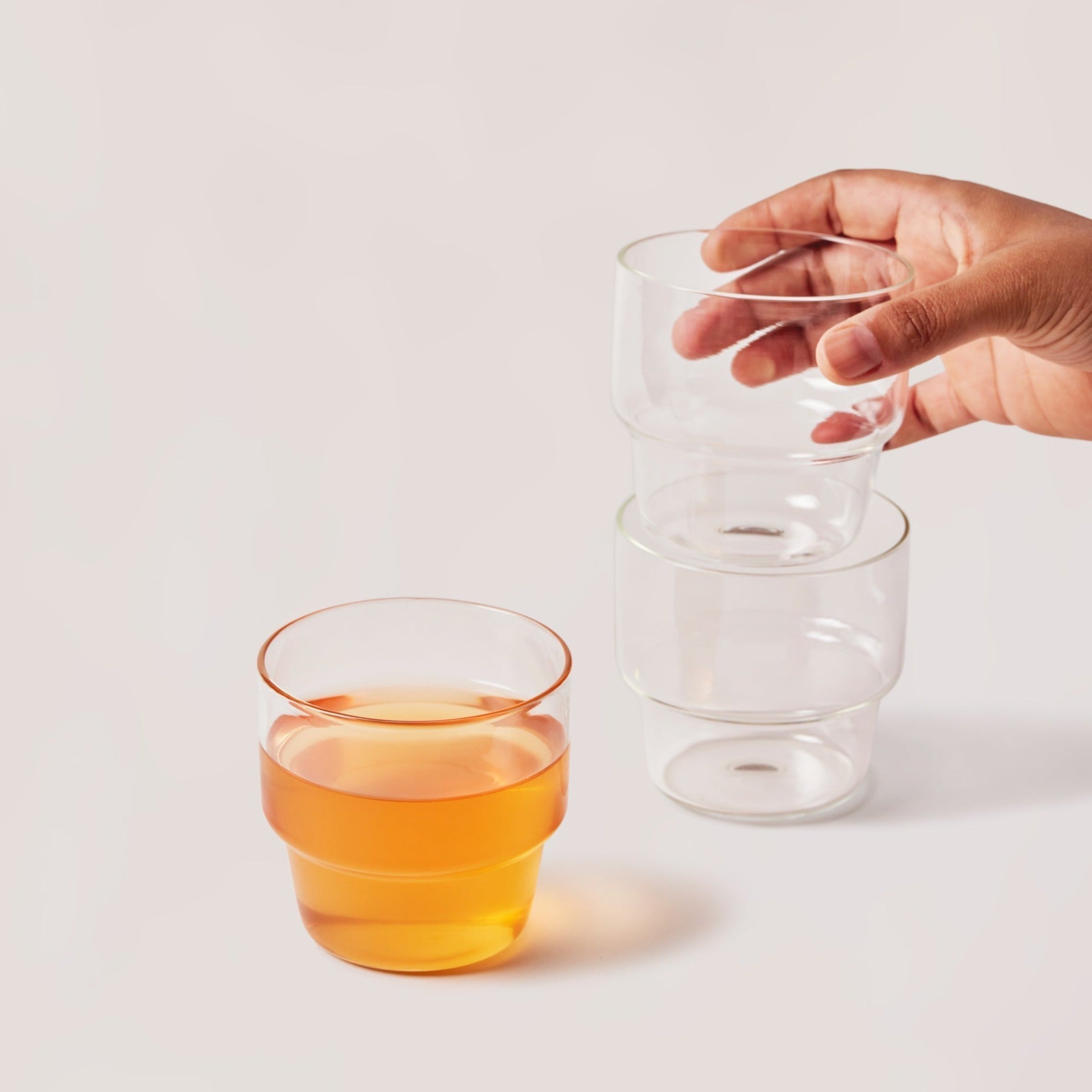 Stackable Glass Tumbler - set of 4 - dwellandremainFleck