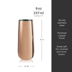 Stainless Steel Stemless Champagne Flutes in Copper Set of 2 - Shop_nameViski