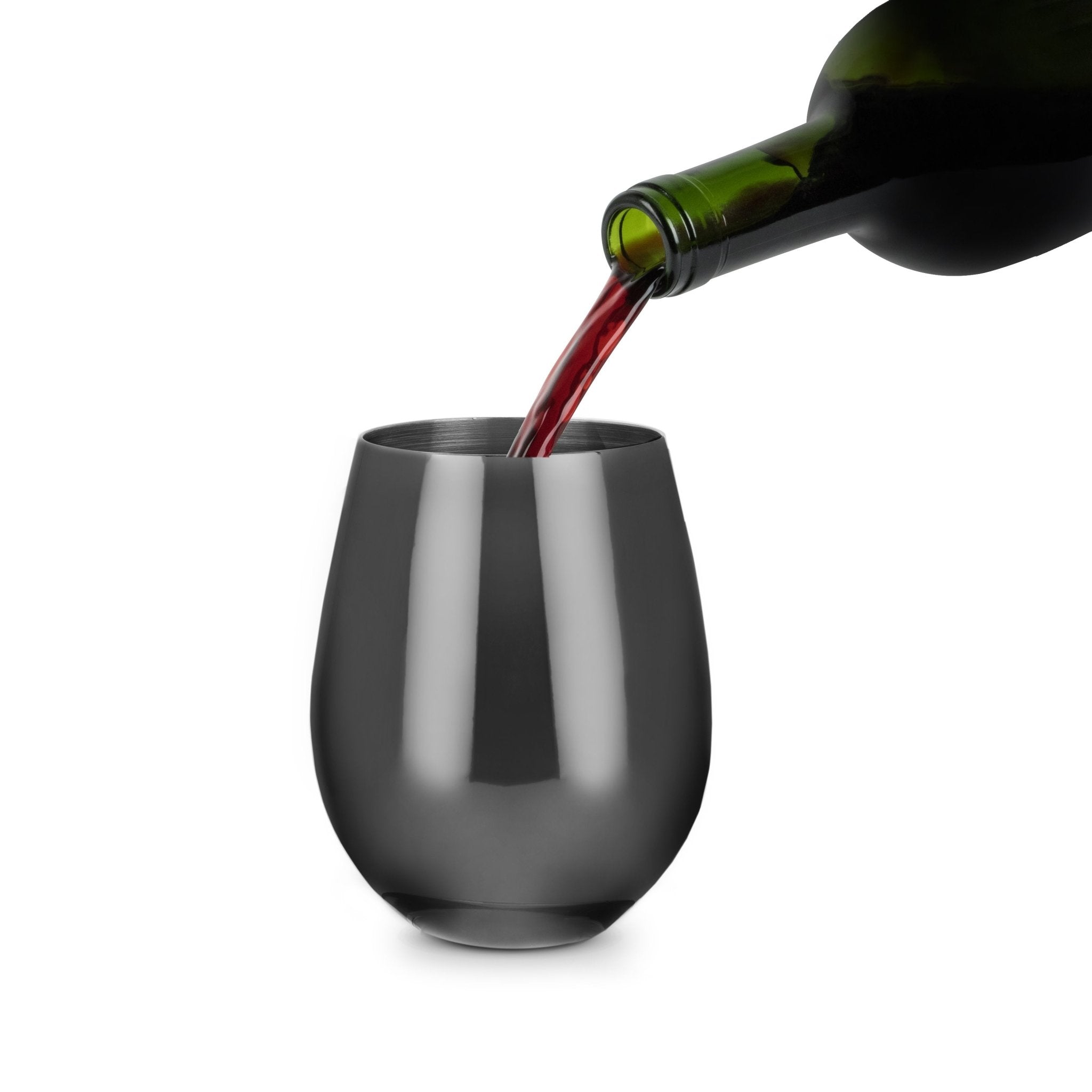Stainless Steel Stemless Wine Glasses in Gunmetal Set of 2 - Shop_nameViski