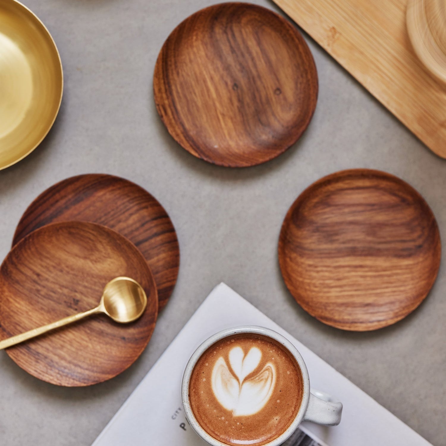 Teak Coasters - set of 4 - dwellandremainFleck