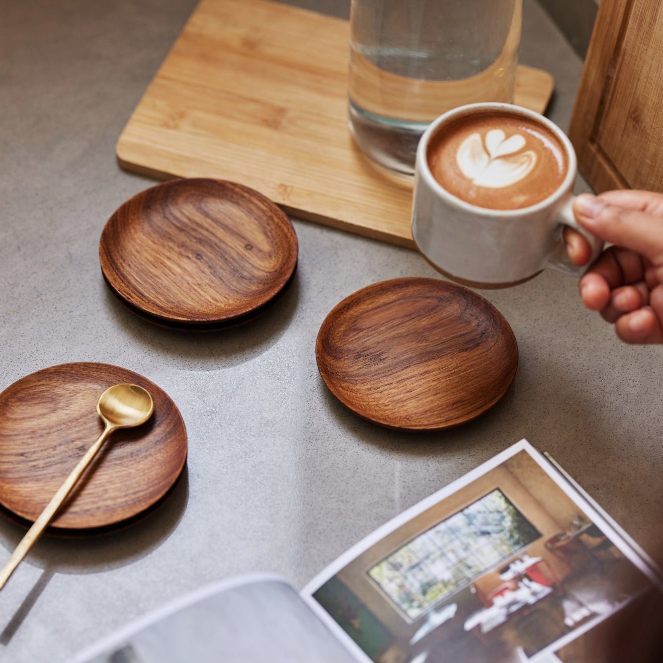 Teak Coasters - set of 4 - dwellandremainFleck
