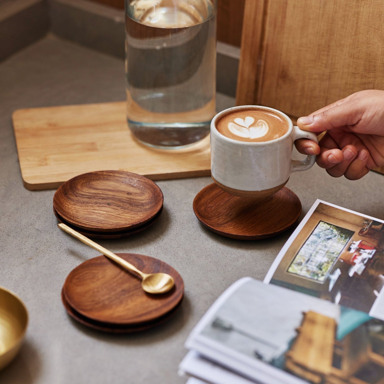 Teak Coasters - set of 4 - dwellandremainFleck
