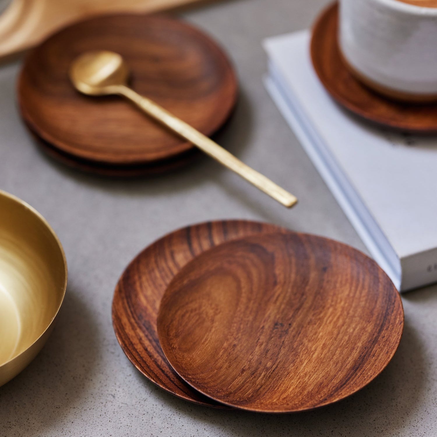 Teak Coasters - set of 4 - dwellandremainFleck