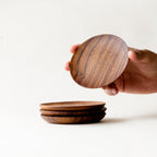 Teak Coasters - set of 4 - dwellandremainFleck